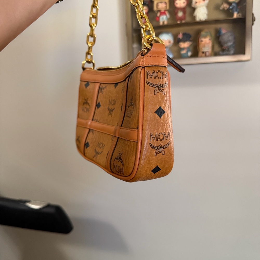 MCM Visetos Mini Shoulder Bag Convertible Crossbody – Cognac – Dust Bag – Mint c - Picture 3 of 8